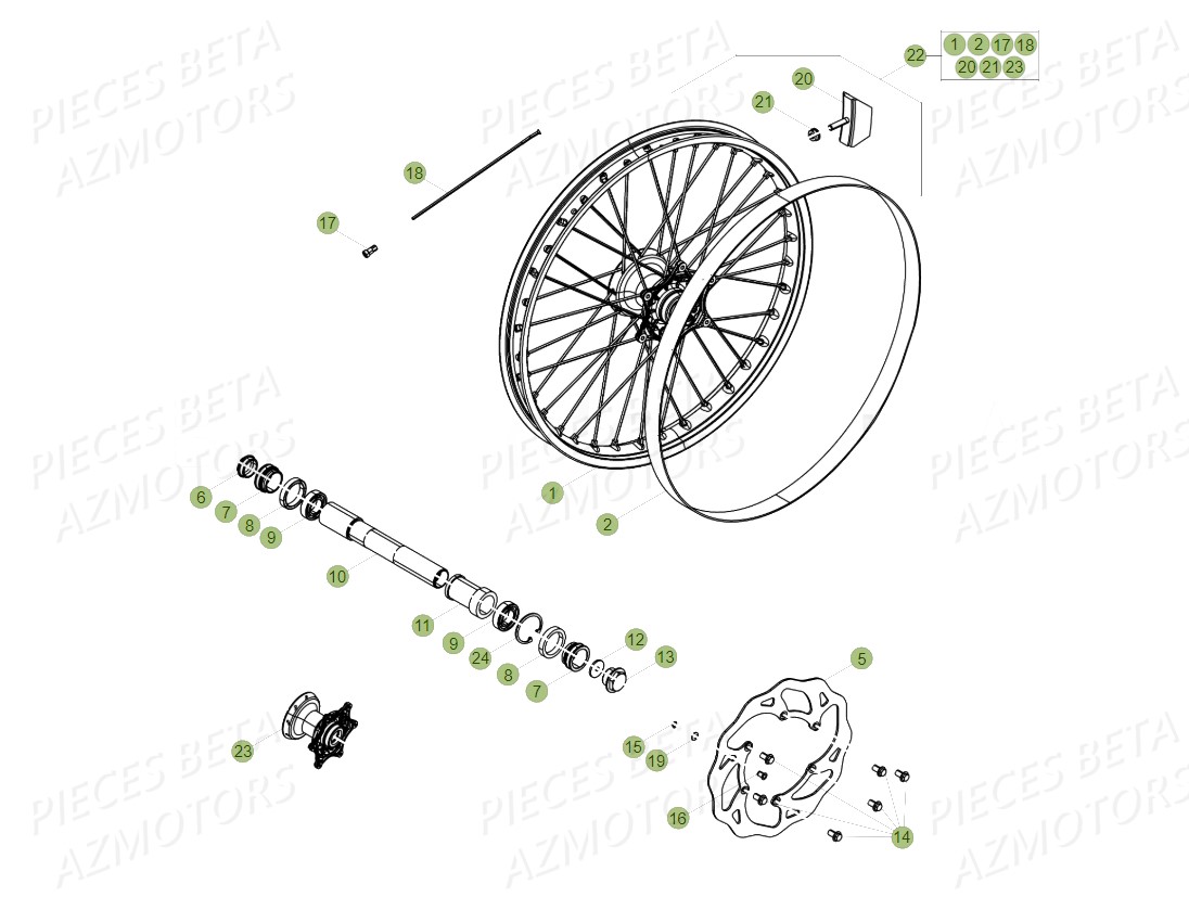 ROUE AVANT pour RR 300 RC 2T MY18