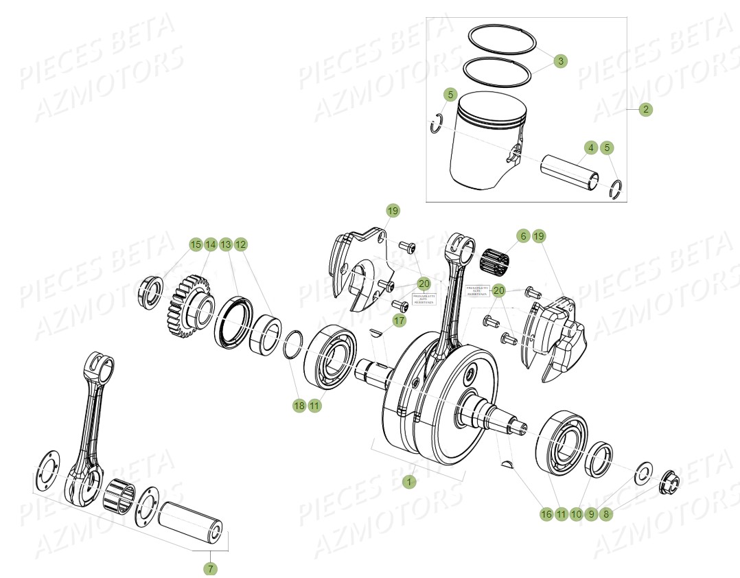 Vilebrequin Piston Contre Arbre BETA Pieces BETA RR 2T 300 RACING - (2018)