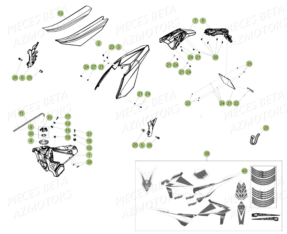 CARENAGES_RESERVOIR_SELLE BETA Pièces Beta RR 4T 350 Enduro - (2019)