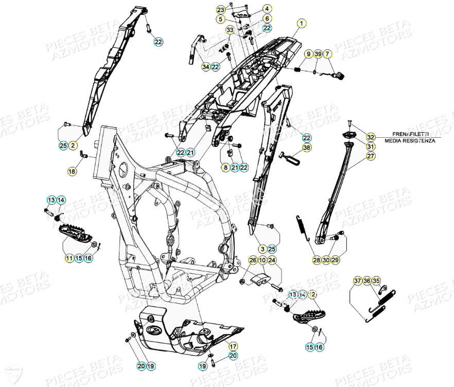 ACCESSOIRES DU CHASSIS BETA RR 350 4T 2021