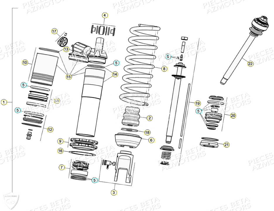 Amortisseur Suspension Arriere BETA Pièces Beta RR 4T 350 Enduro - (2021)