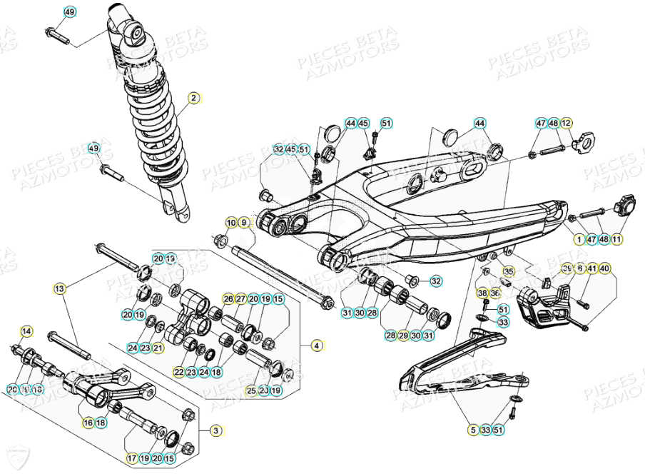 Bras Oscillant Suspension Arriere BETA Pièces Beta RR 4T 350 Enduro - (2021)