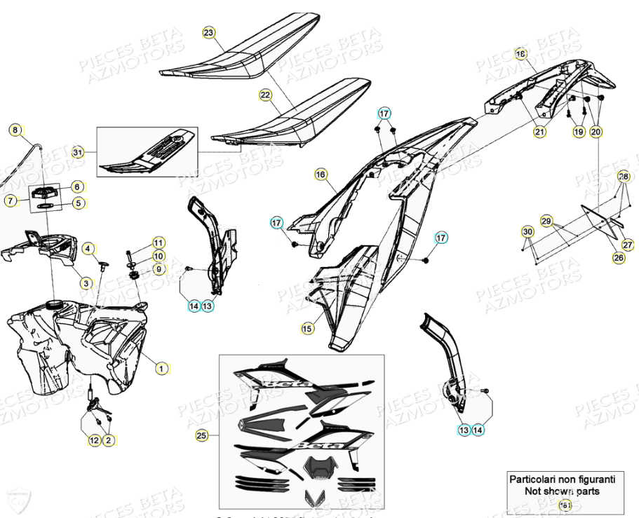 Carenages Reservoir Selle BETA Pièces Beta RR 4T 350 Enduro - (2021)