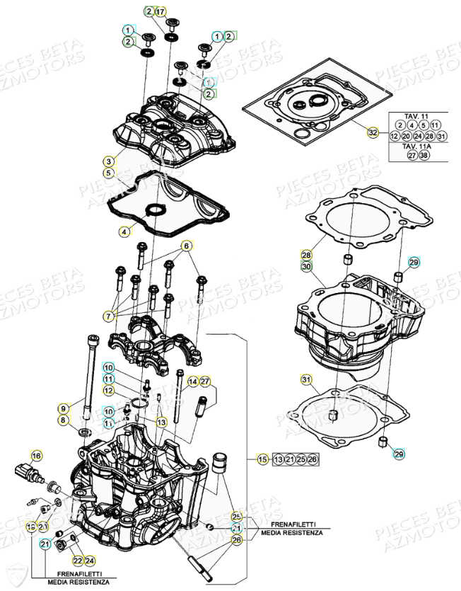 Cylindre Culasse BETA Pièces Beta RR 4T 350 Enduro - (2021)