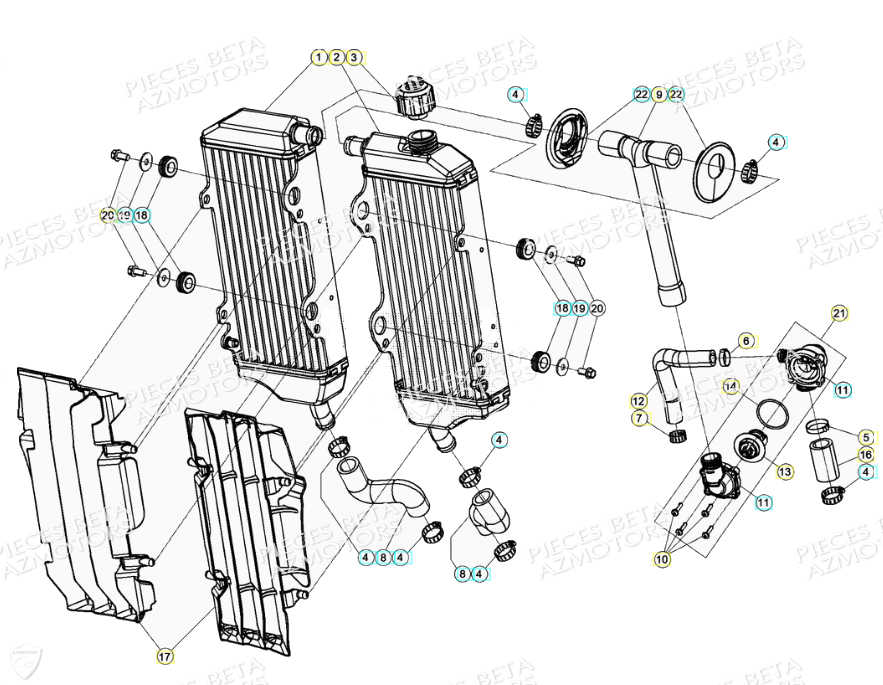 Radiateur Installation De Refroidissement BETA Pièces Beta RR 4T 350 Enduro - (2021)