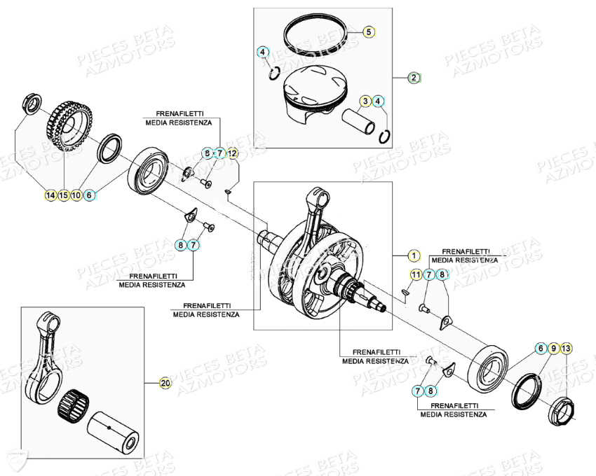 Vilebrequin Piston Bielle BETA Pièces Beta RR 4T 350 Enduro - (2021)