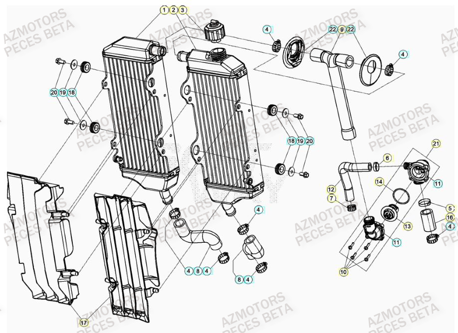 Radiateur BETA Pièces Beta RR 4T 350 Enduro - (2022)