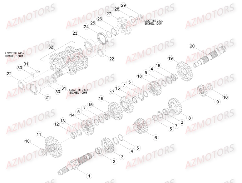 BOITE A VITESSES pour RR 350 4T EFI 16