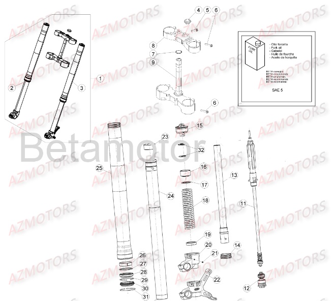 Fourche BETA Pièces Beta RR 4T 350 Enduro - 2016