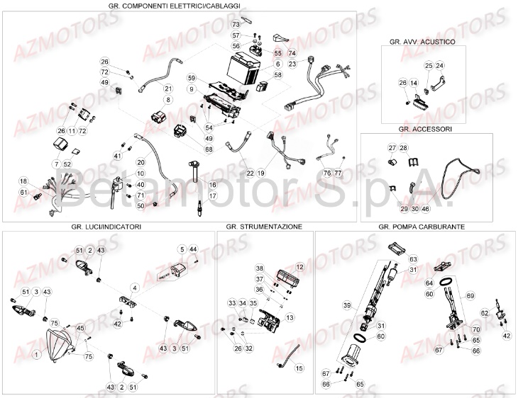 Installation Electrique No Xxx800623 A No Xxx800655 BETA Pièces Beta RR 4T 350 Enduro - 2016