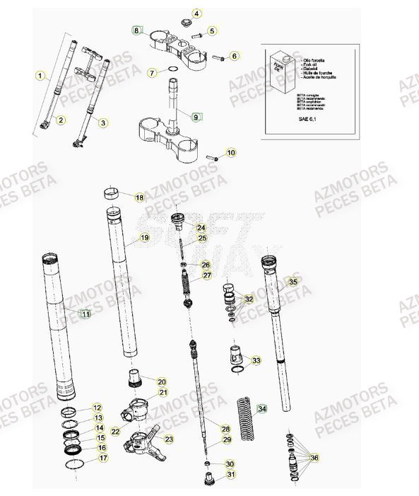 Fourche BETA Pièces BETA RR 4T 350 RACING - (2016)

