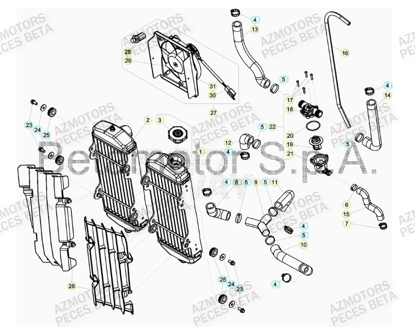 KIT ELECTRO VENTILATEUR RR 4T350 EFI BETA pour RADIATEUR de RR 350 RACING 16