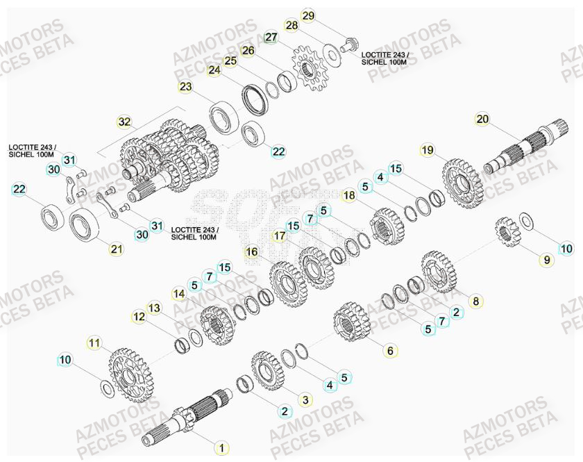 PIGNON DE TRANSMISSION SECONDA IRE BETA pour TRANSMISSION de RR 350 RACING 16
