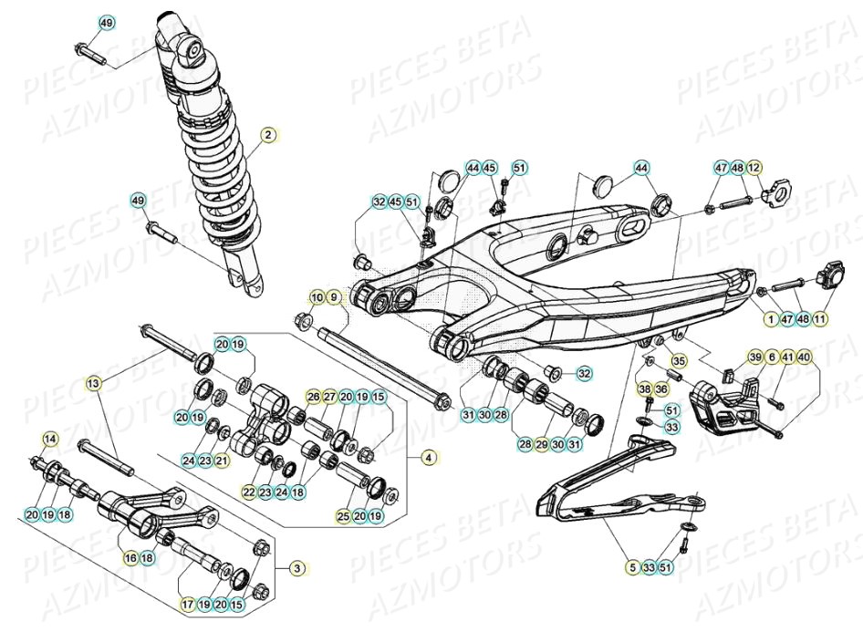 Bras Oscillant Amortisseur BETA Pièces BETA RR 4T RACING 350 - (2020)

