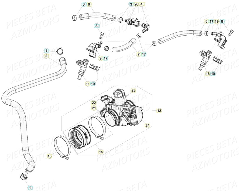 Carburation Injection BETA Pièces BETA RR 4T RACING 350 - (2020)

