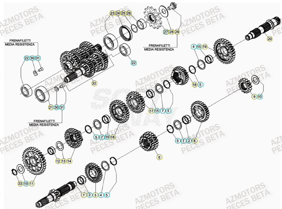 PIGNON DE TRANSMISSION SECONDA IRE BETA pour TRANSMISSION de RR 350 RACING 21