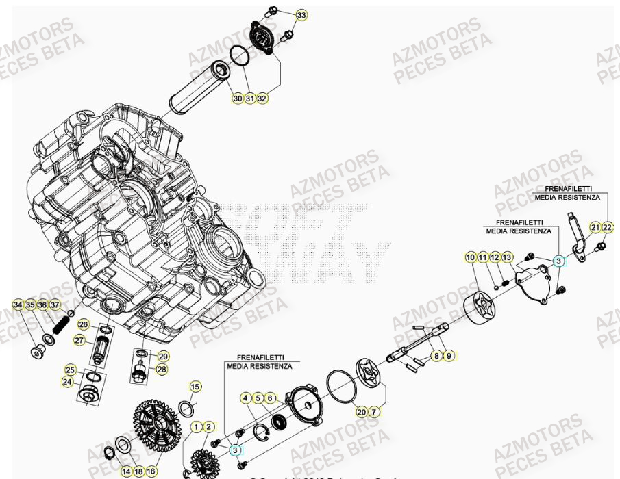BOUCHON FILTRE HUILE BETA pour POMPE A HUILE de RR 350 RACING 22
