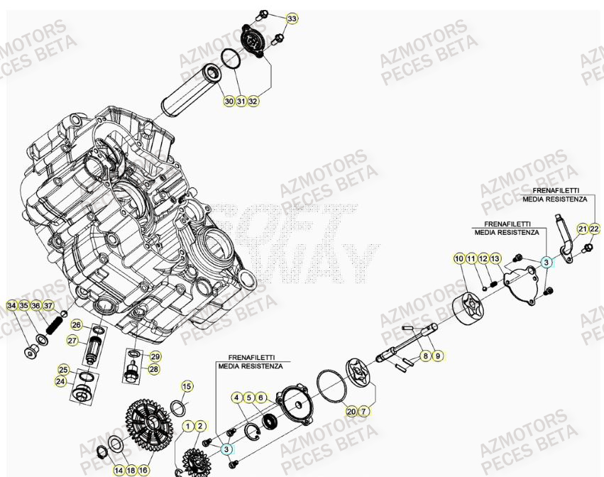 BOUCHON FILTRE HUILE BETA pour POMPE A HUILE de RR 350 RACING 23