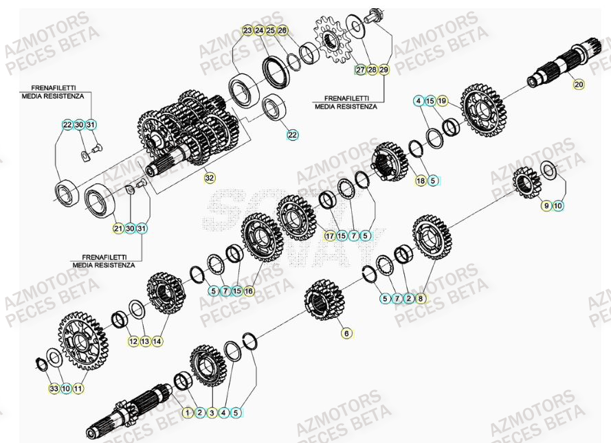 PIGNON DE TRANSMISSION SECONDA IRE BETA pour TRANSMISSION de RR 350 RACING 23