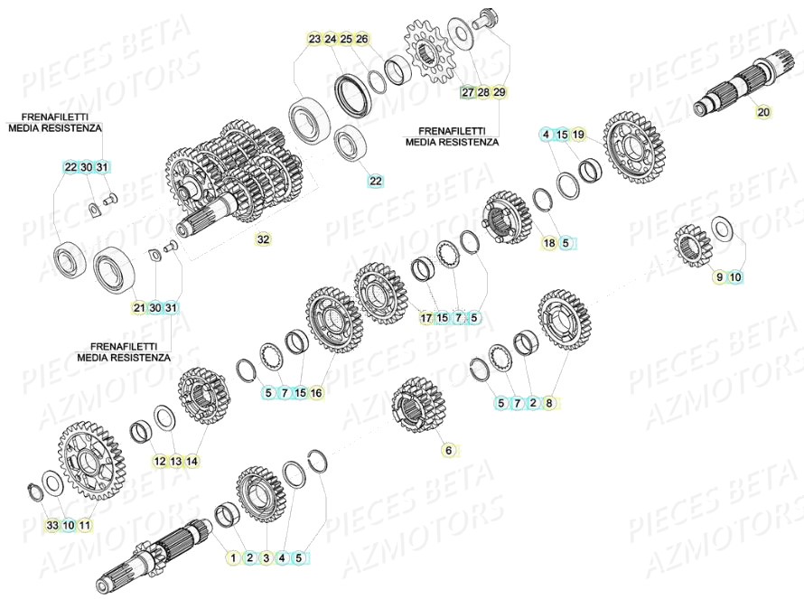 PIGNON DE TRANSMISSION SECONDA IRE BETA pour BOITE A VITESSES de RR 390 4T 2020