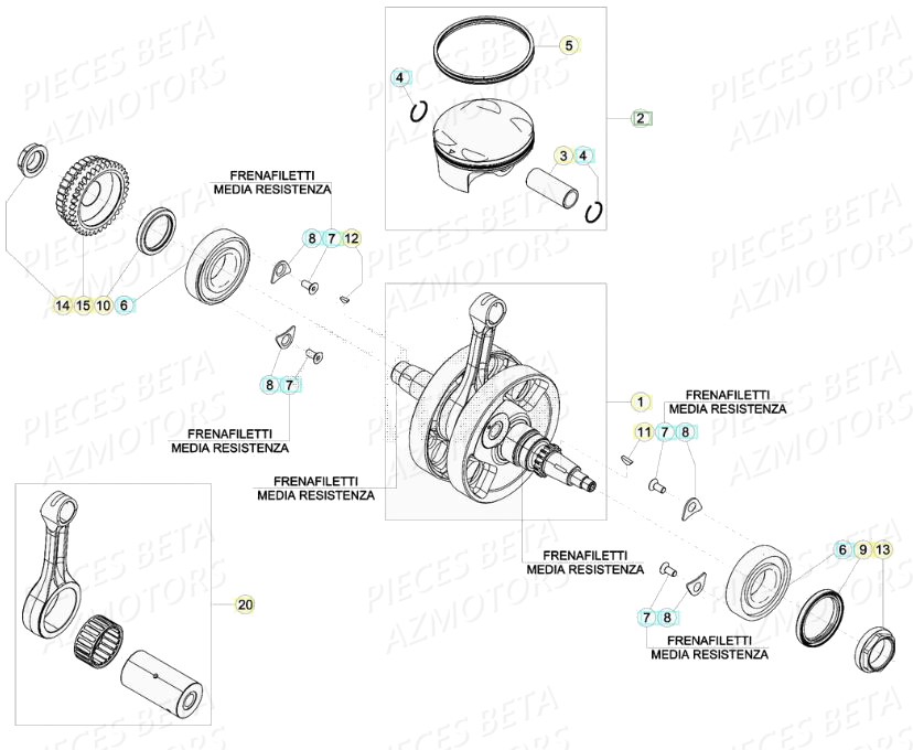 Vilebrequin Piston BETA Pièces Beta RR 4T 390 Enduro - (2020)
