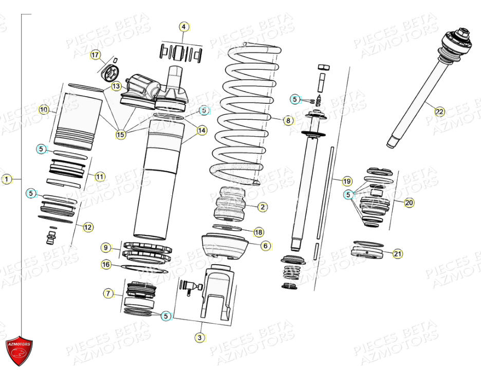 Amortisseur Suspension Arriere BETA Pièces Beta RR 4T 390 Enduro - (2021)