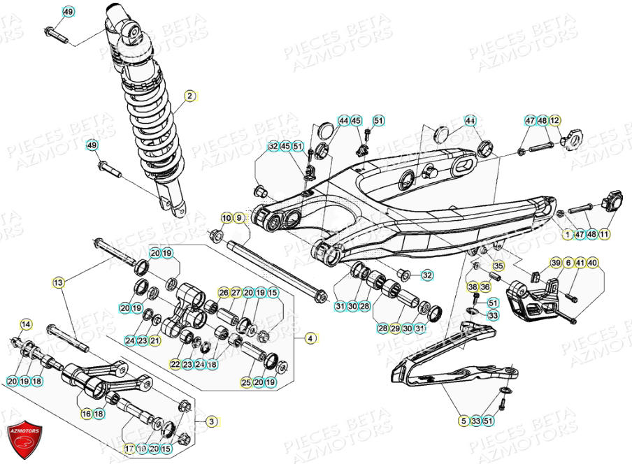Bras Oscillant Suspension Arriere BETA Pièces Beta RR 4T 390 Enduro - (2021)