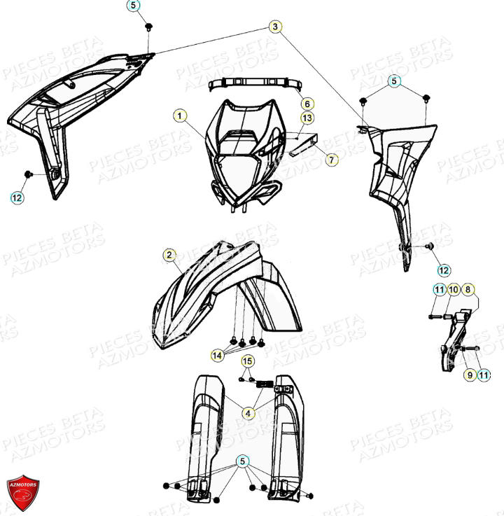 Carenages Avant BETA Pièces Beta RR 4T 390 Enduro - (2021)