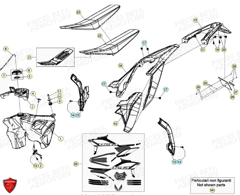 Carenages Reservoir Selle BETA Pièces Beta RR 4T 390 Enduro - (2021)