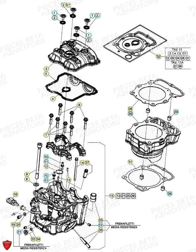 Cylindre Culasse BETA Pièces Beta RR 4T 390 Enduro - (2021)