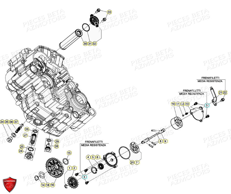 FILTRE A HUILE POMPE A HUILE pour RR 390 4T 2021