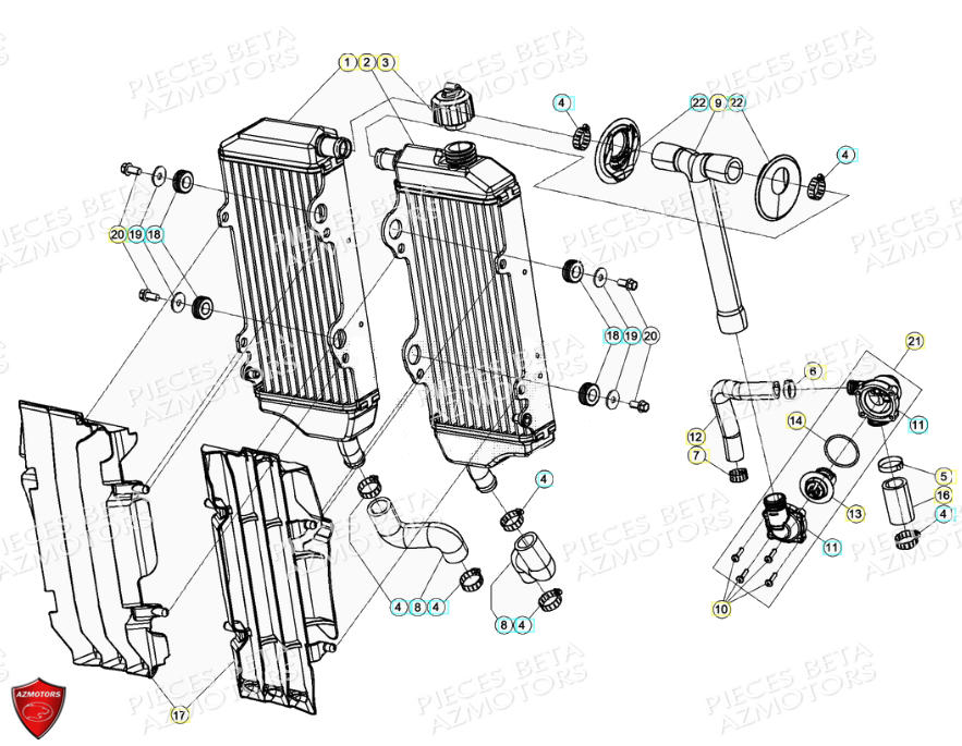Radiateur Installation De Refroidissement BETA Pièces Beta RR 4T 390 Enduro - (2021)