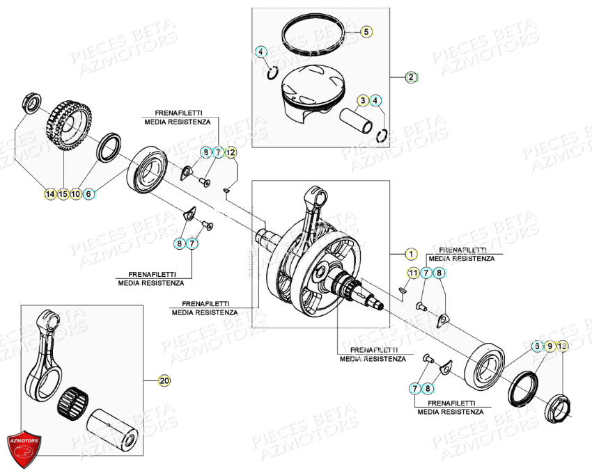 Vilebrequin Piston Bielle BETA Pièces Beta RR 4T 390 Enduro - (2021)