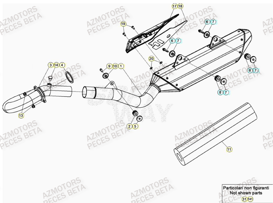 Echappement BETA Pièces Beta RR 4T 390 Enduro - (2022)