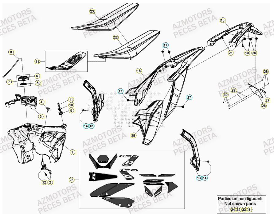 Carenage Arriere BETA Pièces Beta RR 4T 390 Enduro - (2023)