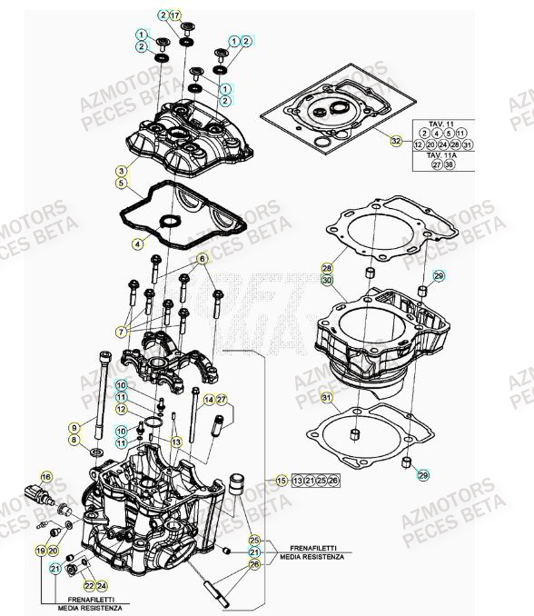 Cylindre BETA Pièces Beta RR 4T 390 Enduro - (2023)