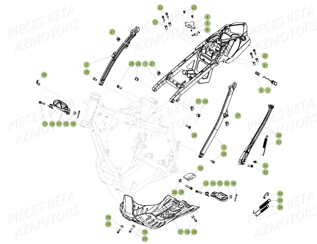 REPOSE-PIEDS BETA pour ACCESSOIRES DU CHASSIS de RR 390 RACING 19