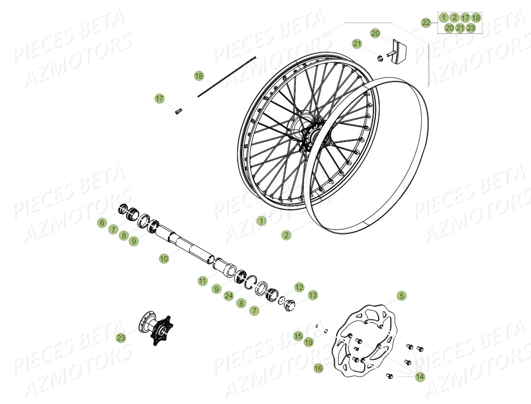 BOUCHON PIVOT ROUE BETA pour ROUE AVANT de RR 390 RACING 19