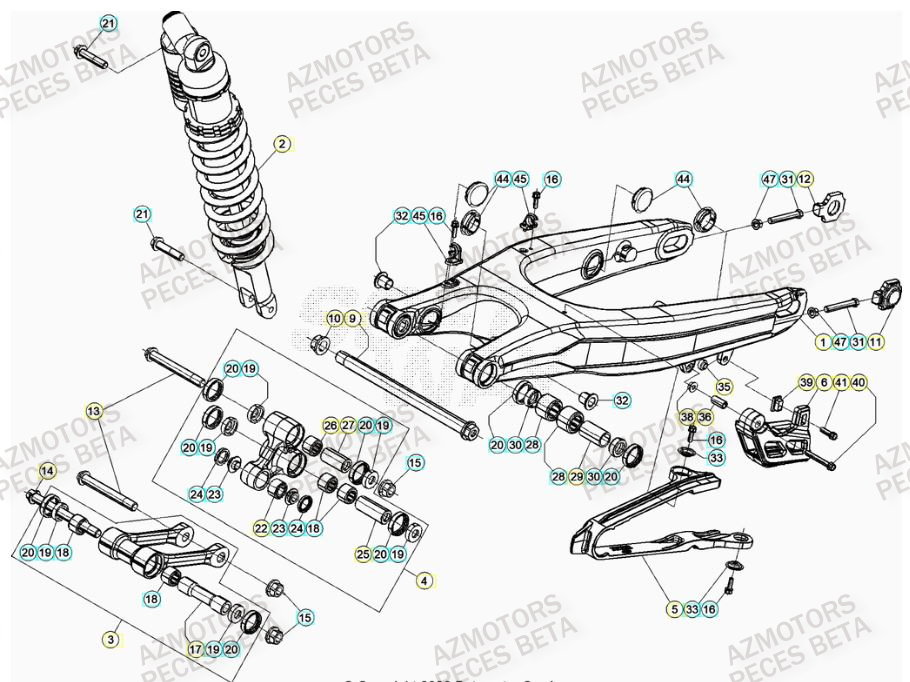 Bras Oscillant BETA Pièces BETA RR 4T RACING 390 - (2021)

