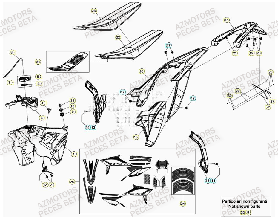 KIT AUTOCOLLANTS RR RACING MY21 BETA pour CARENAGE ARRIERE de RR 390 RACING 21