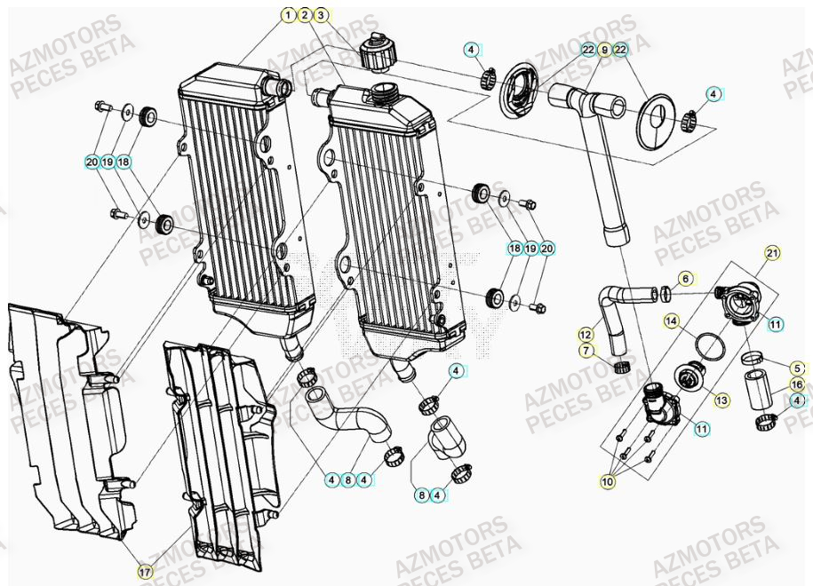 Radiateur BETA Pièces BETA RR 4T RACING 390 - (2021)

