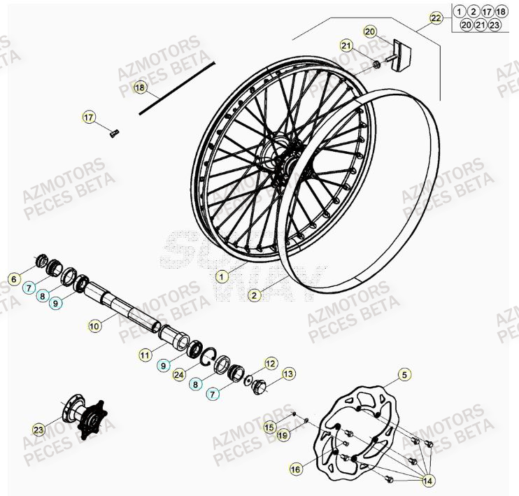 BOUCHON PIVOT ROUE BETA pour ROUE AVANT de RR 390 RACING 21