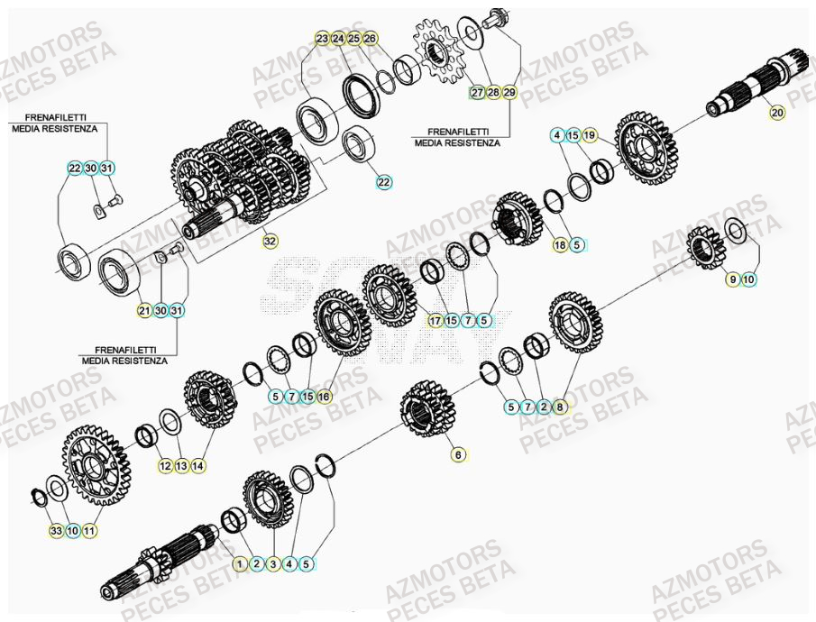 PIGNON DE TRANSMISSION SECONDA IRE BETA pour TRANSMISSION de RR 390 RACING 21