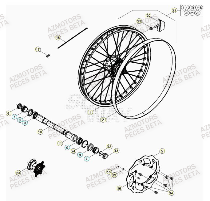 BOUCHON PIVOT ROUE BETA pour ROUE AVANT de RR 390 RACING 22