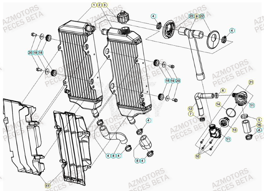 Radiateur BETA Pièces BETA RR 4T RACING 390 - (2023)

