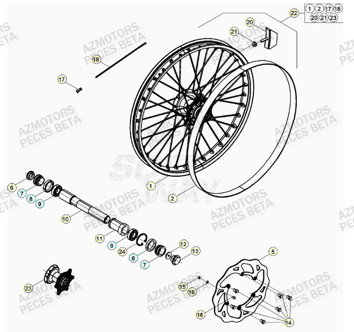 BOUCHON PIVOT ROUE BETA pour ROUE AVANT de RR 390 RACING 23