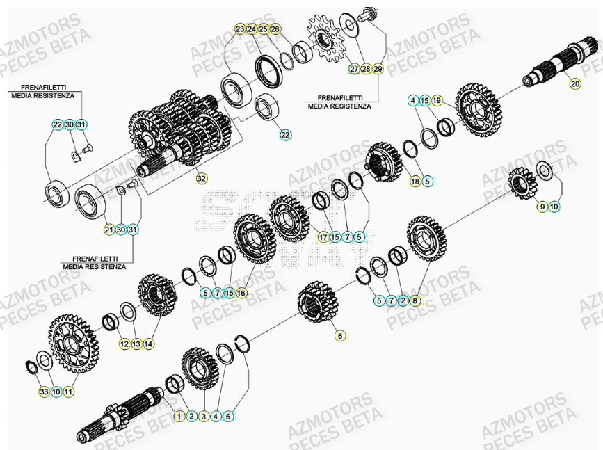 PIGNON DE TRANSMISSION SECONDA IRE BETA pour TRANSMISSION de RR 390 RACING 23