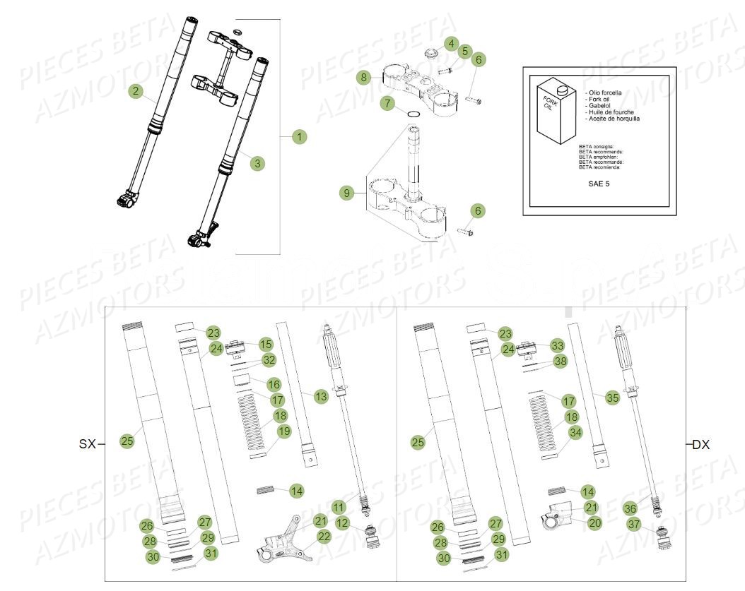 Fourche BETA Pièces Beta RR 4T 430 Enduro - (2019)