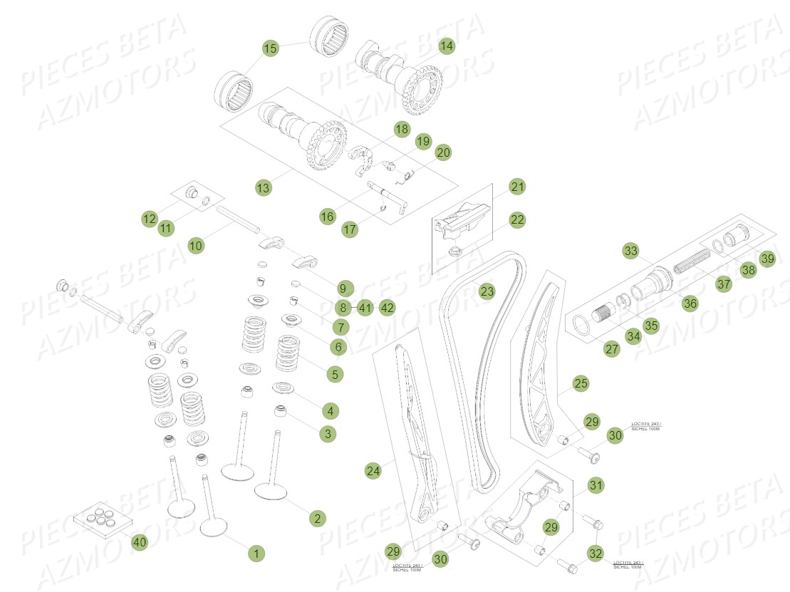 SOUPAPES DISTRIBUTION ARBRE A CAMES BETA RR 430 4T 2019