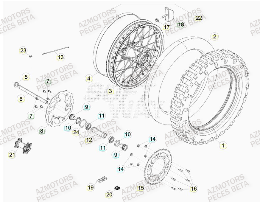 ROUE ARRIERE BETA RR 430 RACING 16